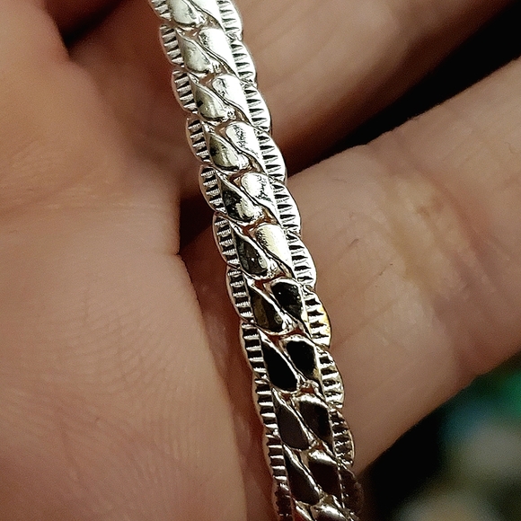 Fashion unisex 5mm silver full sideways link chain necklace. 20". - Picture 6 of 7